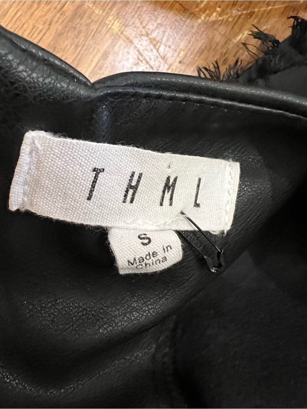 THML Black Faux Leather Flutter Sleeve Top - Picture 5 of 6